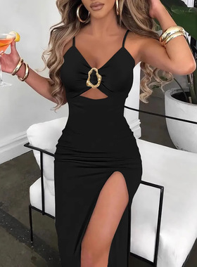 Women's Bodycon Long Sleeve Slit Dress Perfect for Formal