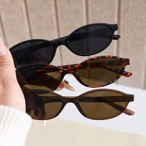 Retro Oval Sunglasses for Women 90s Design Small Cat Eye Sun