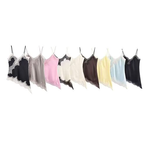NEWWomenSummerLaceTrimSatin