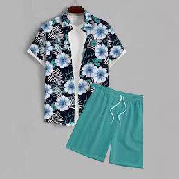 Ethnic Floral Print Short Sleeve Pajama Two-piece Set