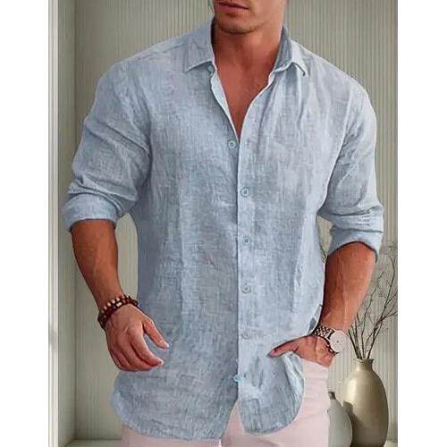 R 56704 Men Light Shirt Linen style亚麻风格衬衫