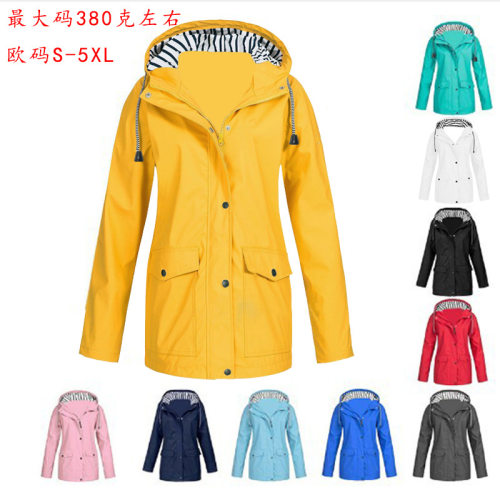 Women'sLongHoodedRaincoatAnti-