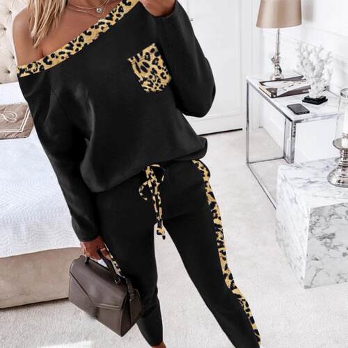 2-piece set outfit of women's fashionable fitted slanted