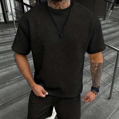 Men's Textured Regular-Fit 2-Piece Menswear Matching Set -