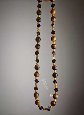 原创设计天然金虎眼石黄虎眼石茶晶项链