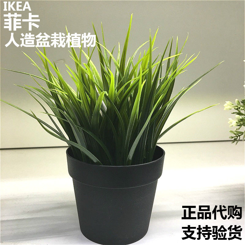 正品宜家IKEA菲卡人造盆栽植物仿真绿植花人造草绿草盆景包邮