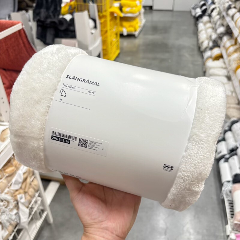 IKEA宜家 斯兰格玛 休闲毯沙发盖毯抓绒毛绒毯子保暖厚实绒毯简约图片