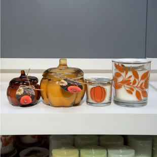 IKEA/宜家正品 赫斯塔吉尔南瓜香味香薰蜡烛玻璃杯烛台居家摆件