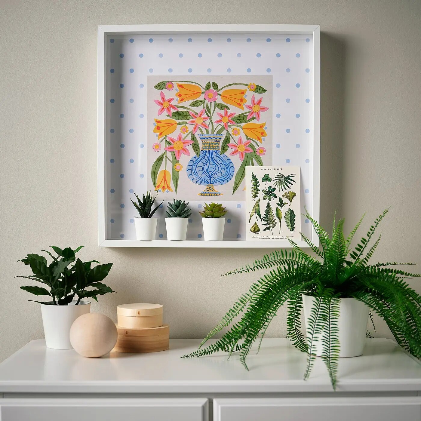 IKEA/宜家SANNAHED 桑娜赫 海报附框插着鲜花的蓝色花瓶50x50厘米