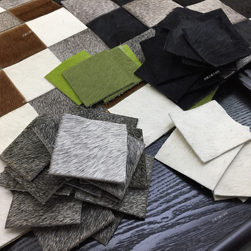 中古黑白棋盘格马毛玄关桌面收纳