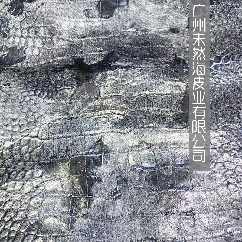 脱花马毛鳄鱼纹烛光幻彩油腊变色牛皮DIY裁块箱包真皮蓝色