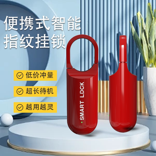 指纹锁挂锁柜子智能宿舍行李小号箱防盗书包密码迷你拉链盒子家用