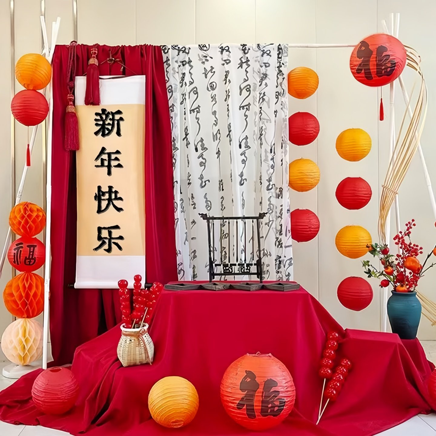 新年装饰红色背景布幔书法纱新中式国古风幼儿园元旦环创场景布置,节庆用品/礼品,装扮布置套餐,淘宝优惠券,粉丝福利购,淘宝优惠卷