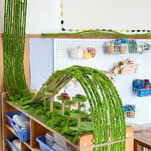 竹篾条环创幼儿园大厅创意空中吊饰竹排美工区自然角仿真苔藓装饰
