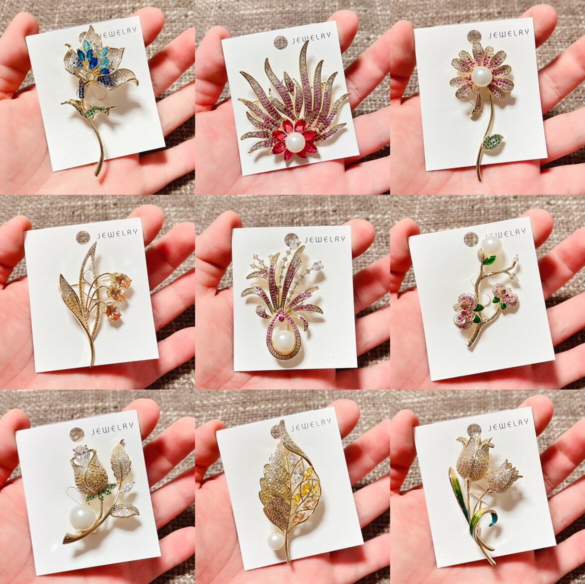 韩版新款微镶彩色珍珠花朵梅花郁金香麦穗胸针女百搭气质优雅