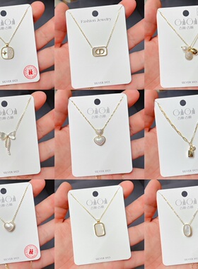 古丽古丽银饰S925微镶珍珠贝壳猪鼻子爱心蝴蝶结锁骨项链女潮