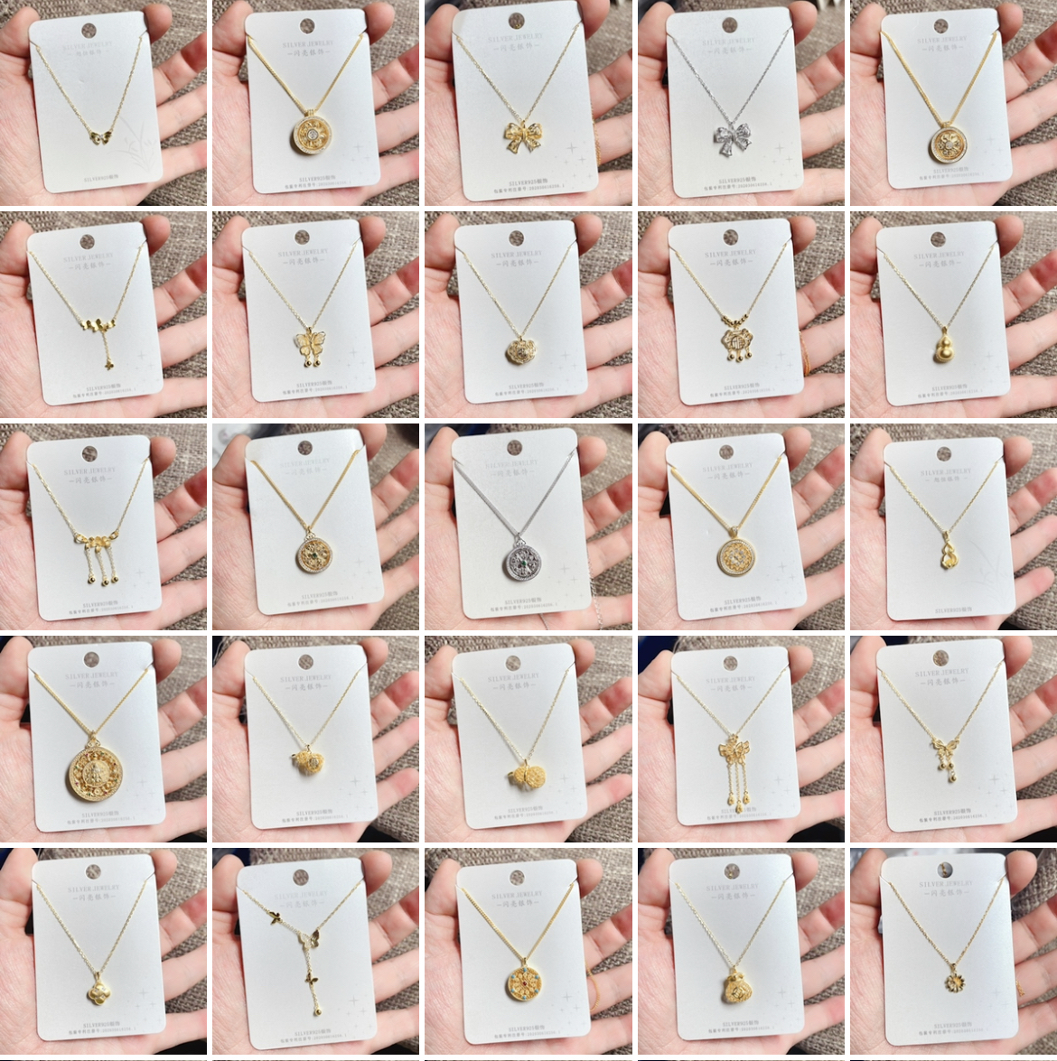 闪亮银饰通体S925纯银镀22k古法金时尚锁骨项链女百搭气质个性 4#