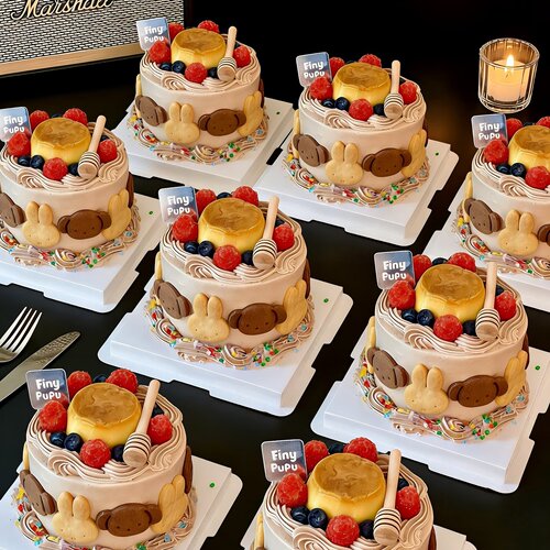 米菲兔爱心娃娃脸头像男孩女孩数字生日蛋糕装饰甜品曲奇饼干创意