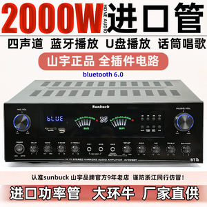 4声道大功率蓝牙功放机话筒唱歌U盘播放收音机专业全插件电路品质
