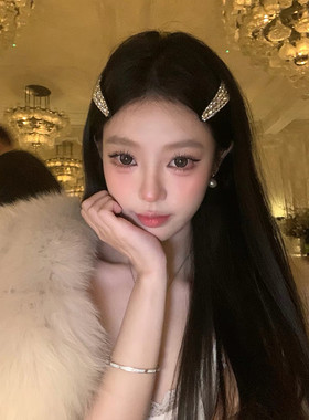 法式千金小香风闪锆方形水滴bb夹发夹女高级感侧边夹刘海夹发饰