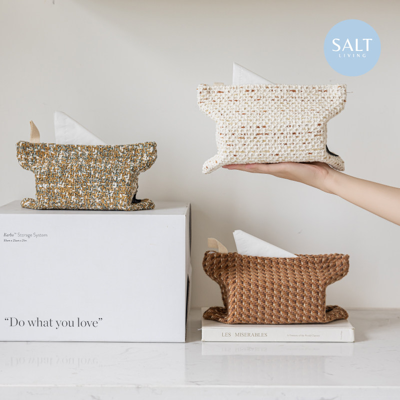 生活之盐·粗花呢纸巾收纳袋一字口布艺纸巾盒家居客厅桌面装饰