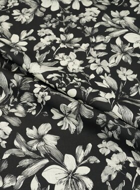 205g/m纯亚麻布料进口法国麻17支复古手绘海棠140cm宽春夏服装布
