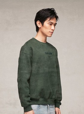 华人青年UNIVERSITY美式校园复古系列基础刺绣纯棉卫衣