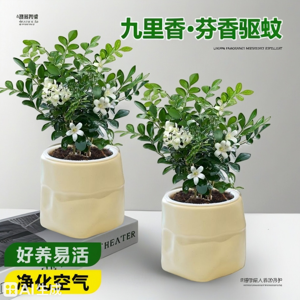 2盆九里香+2个灰繁星盆（或者米白布袋盆）