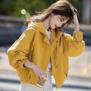 2025年春秋新款宽松休闲外套简约韩版女款小个子连帽百搭短款外套