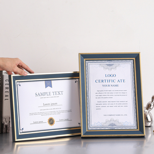 深蓝色A4荣誉证书展示框A3金色框获专利授权证书优秀员工奖状相框