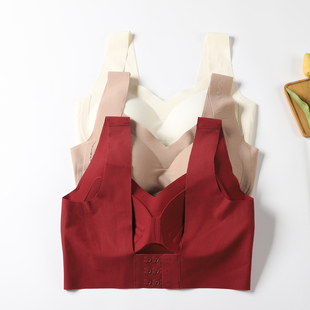 本命年马红色内衣无痕一体式 背心美背文胸聚拢防下垂大胸显小大码