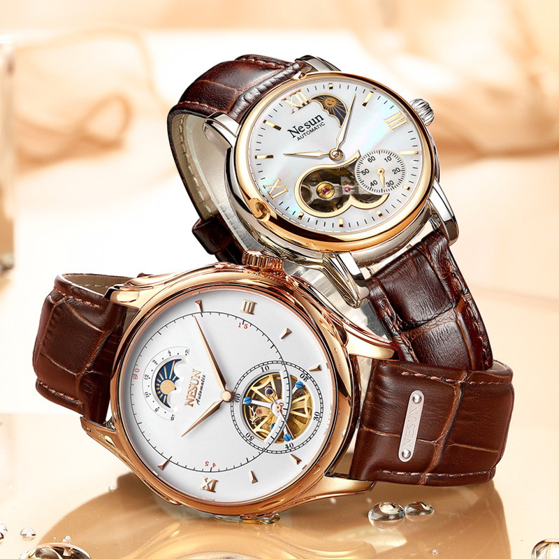 情侣对表尼尚真皮表镂空时尚情侣