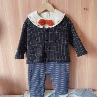 韩国小云朵小雨伞童装男童女童黑色格子纯棉长袖修身可爱上衣外套