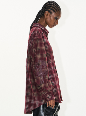 EXITMODE BY BLINDNOPLAN 25SS 水洗做旧十字战马格纹衬衫长袖