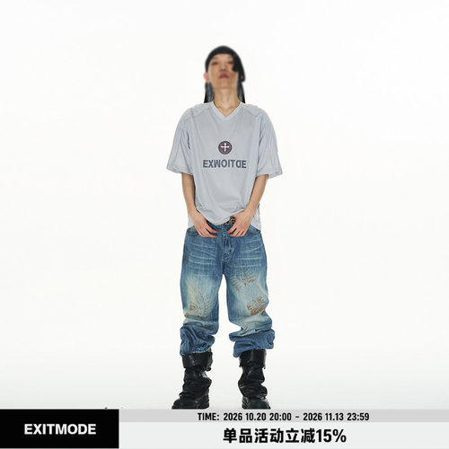 EXITMODE BY BLINDNOPLAN 25SS 休闲宽松上衣运动填充印花短袖T恤