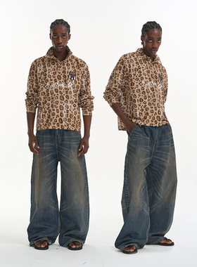 EXITMODE BY BLINDNOPLAN26SS豹纹印花运动休闲宽松POLO