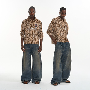 EXITMODE BY BLINDNOPLAN26SS豹纹印花运动休闲宽松POLO