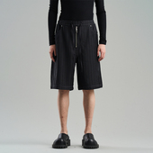 短裤 素黑色宽松直筒西装 立体肌理感铆钉元 BLINDNOPLAN