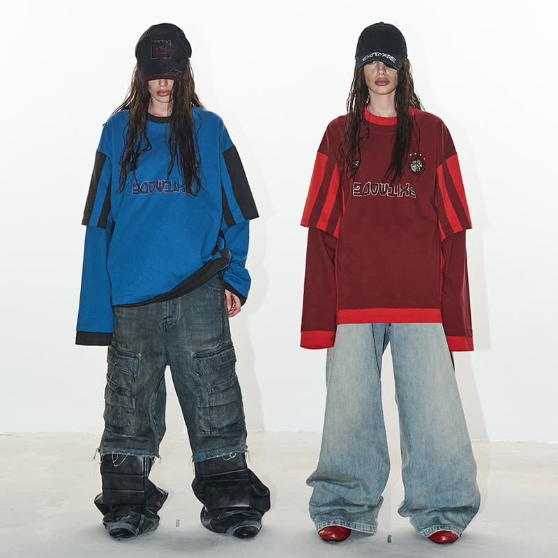 BLINDNOPLAN双色纹假两件球衣