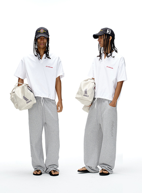 EXITMODE 26SS冰感索罗娜夏季休闲宽松抽绳V领凉感短袖T恤男女款