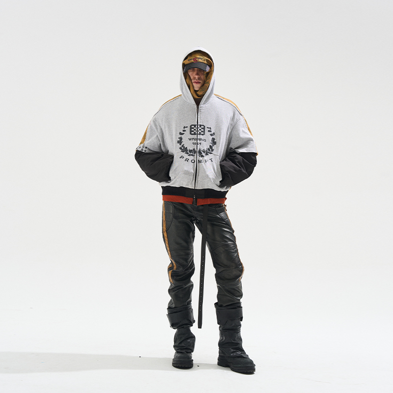 EXITMODE BY BLINDNOPLAN 25AW 假两件毛边拼接迷彩ma1棉服外套