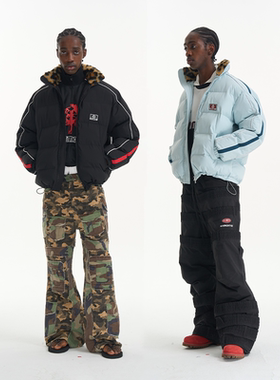 EXITMODE BY BLINDNOPLAN 25AW 运动休闲撞色毛领保暖棉服外套