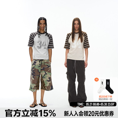 EXITMODE34号条纹插肩T恤