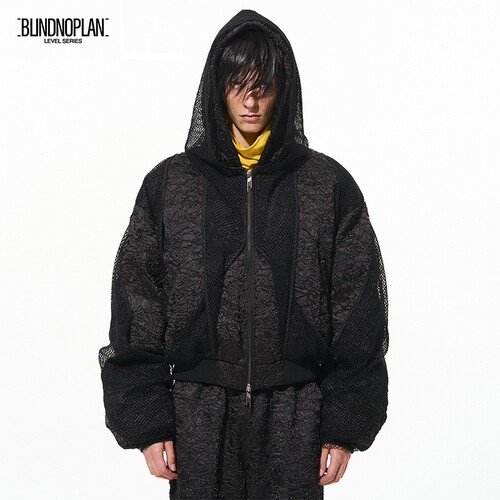 BLINDNOPLAN 24AW 高端系列双层环绕连帽交错拼接飞行员夹克做旧