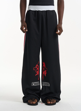 EXITMODE BY BLINDNOPLAN26SS宽松休闲运动印花战马长裤