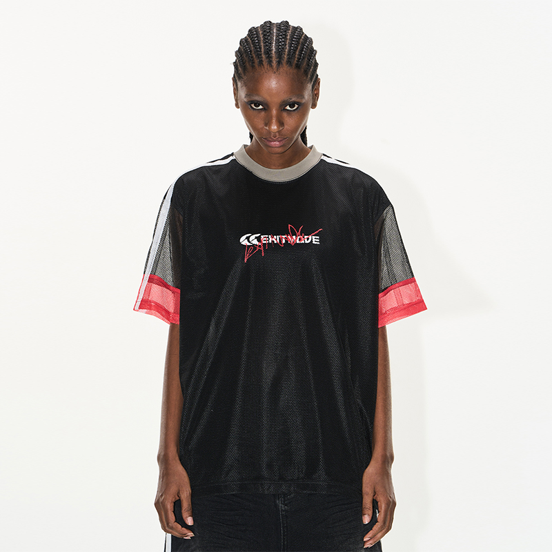 EXITMODE BY BLINDNOPLAN 25SS 撞色网状拼接运动T恤潮流百搭宽松