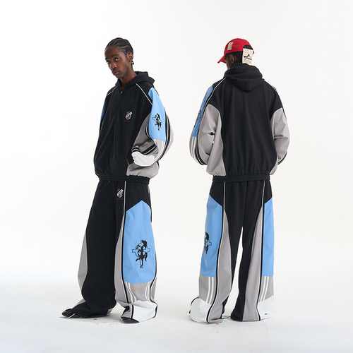 EXITMODE BY BLINDNOPLAN26SS撞色拼接刺绣宽松运动休闲外套