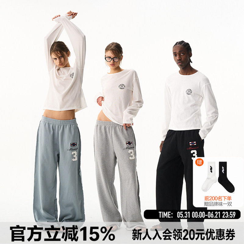 EXITMODE 26SS 男女同款巨好看卫裤美式多色宽松运动刺绣休闲裤