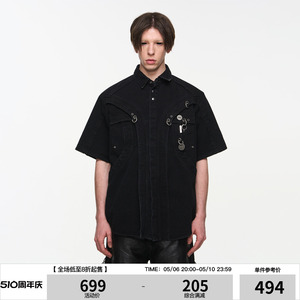 BLINDNOPLAN 24SS 金属环绕飞褊宽松休闲短袖口袋衬衫夏季