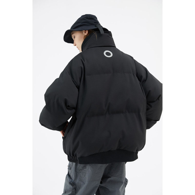 BLINDNOPLAN 廓形肌理感暗条纹拼接冬季宽松休闲棉服外套